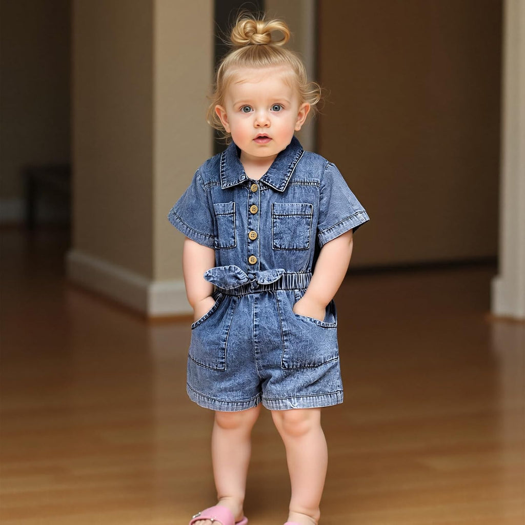 Toddler Baby Girl Denim Romper Baby Girl Overall Shorts Infant Summer Clothes Jean Jumpsuit One Piece Outfit