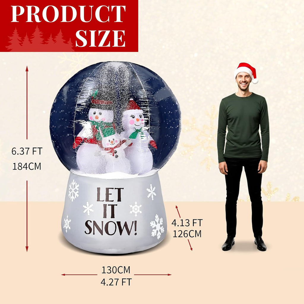 6 FT Large Inflatable Snow Globe with Snowman Family