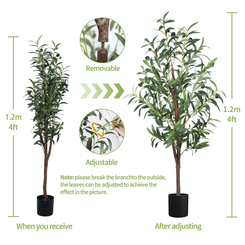Artificial Olive Tree, 4FT Faux Olive Tree Decor