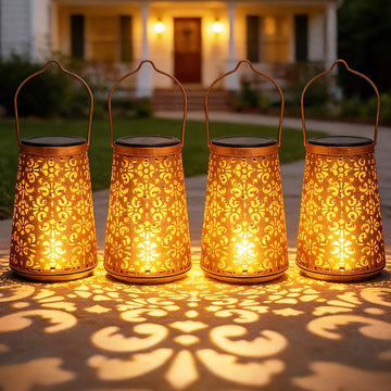Butterfly Solar Lanterns, Outdoor Hanging Garden Lights, 4 Pack