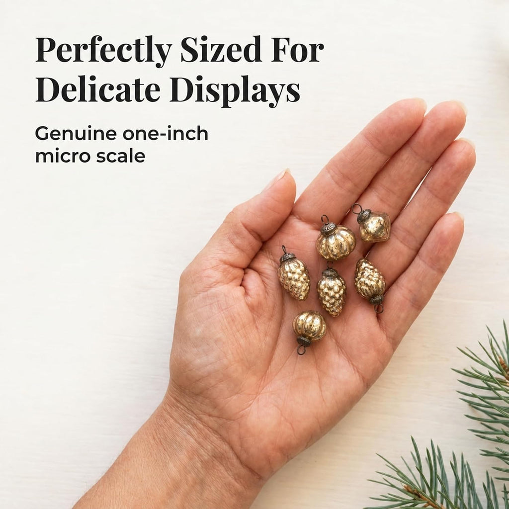 Mini Gold Mercury Glass Ornaments - Set of 36