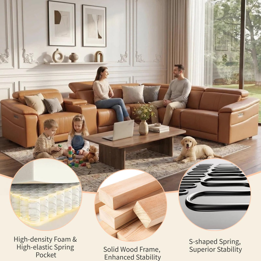 Leather Power Recliner Sofa Set, Reclining Sectional Couch