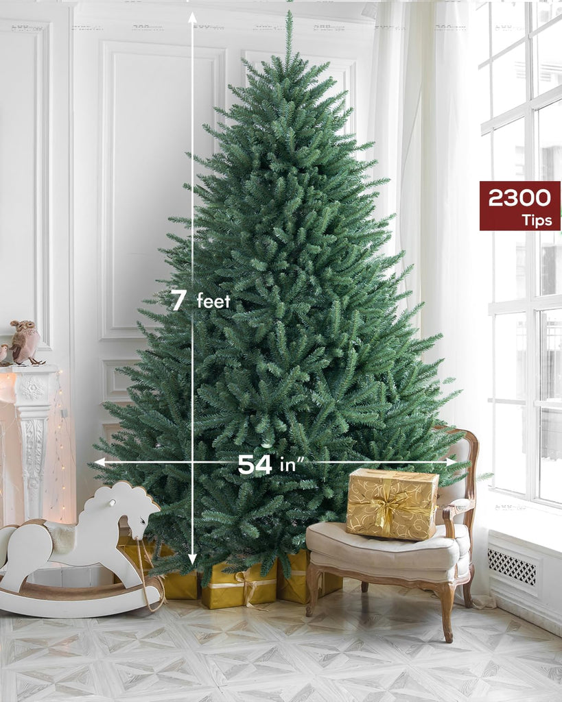 Pre-lit Christmas Tree Premium Spruce Artificial Remote Control with 750 Dual Color LED Lights, Full Hinged Fir