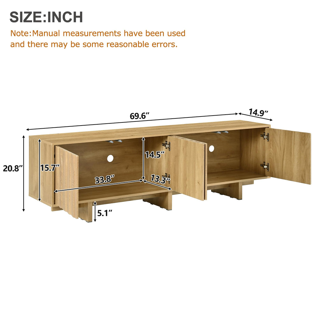 70'' Farmhouse TV Stand for TVs up to 75", Natural Media Console