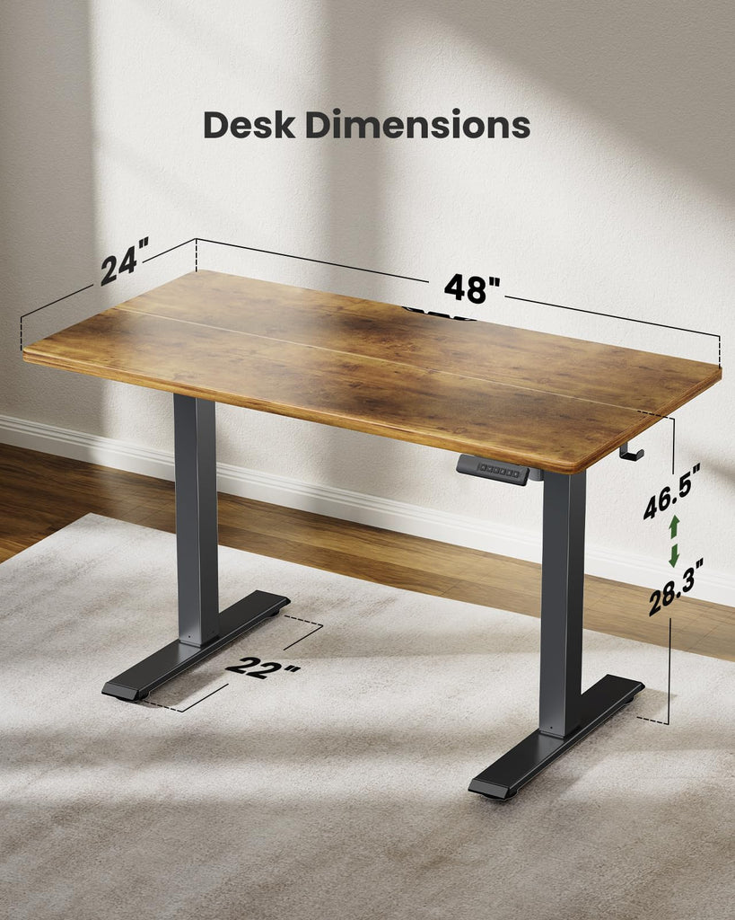 Electric Standing Desk with Sedentary Reminder, 48 * 24 Inch Standing Desk Adjustable Height, Stand up Desk Furniture