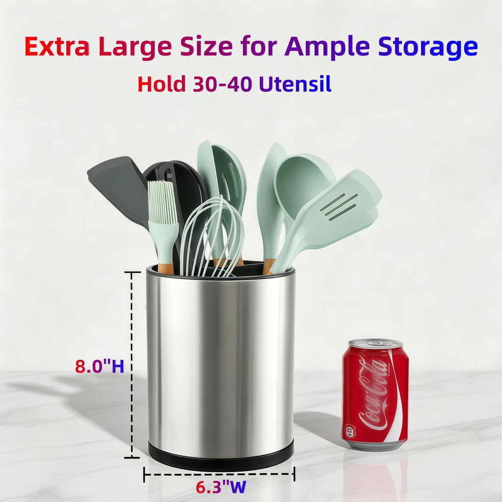 Kitchen Utensil Holder,Extra Large 360°Rotating For Countertop
