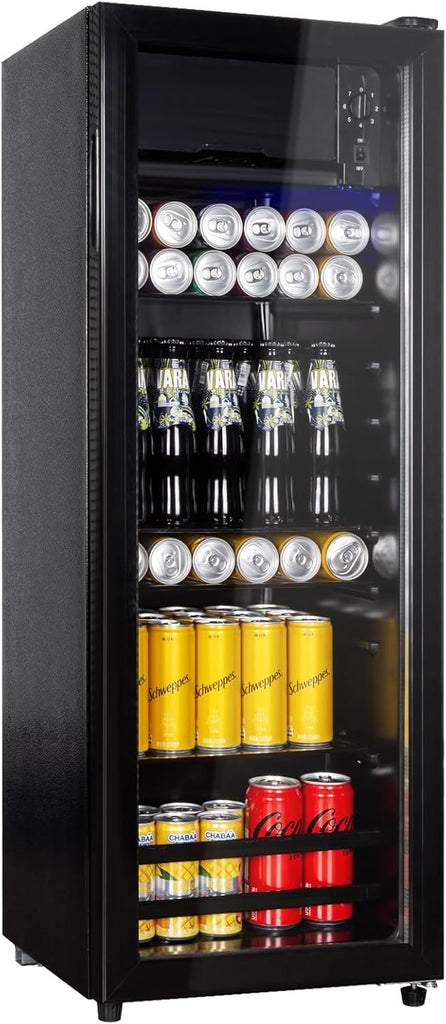 4.8 Cu.Ft Beverage Refrigerator, 155 Can Mini Fridge with Freeze with Glass Door