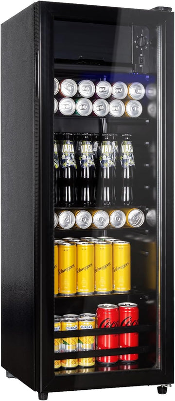 4.8 Cu.Ft Beverage Refrigerator, 155 Can Mini Fridge with Freeze with Glass Door