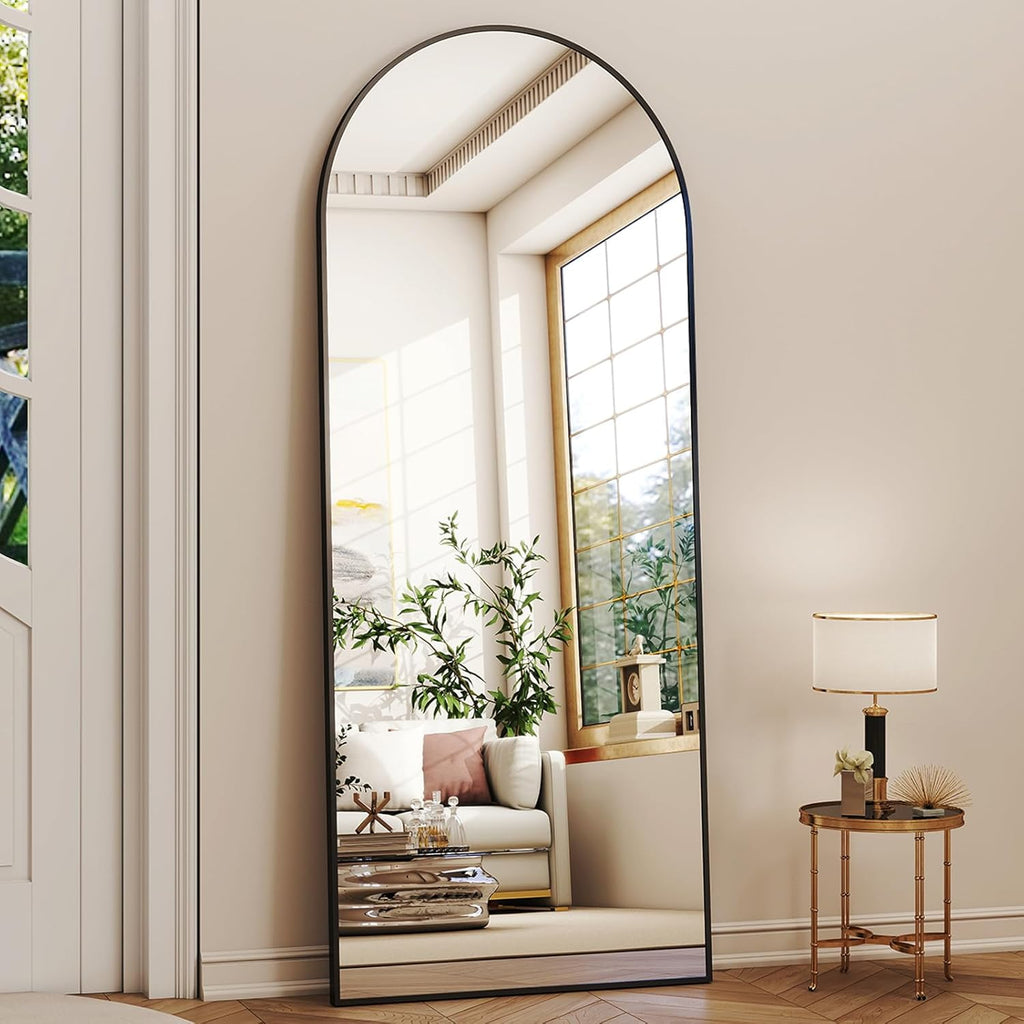 56"x21" Arched Full Length Mirror Floor Mirrors with Aluminum Alloy Frame Free-Standing Wall Mounted Floor Mirrors or