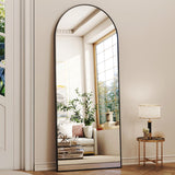 56"x21" Arched Full Length Mirror Floor Mirrors with Aluminum Alloy Frame Free-Standing Wall Mounted Floor Mirrors or