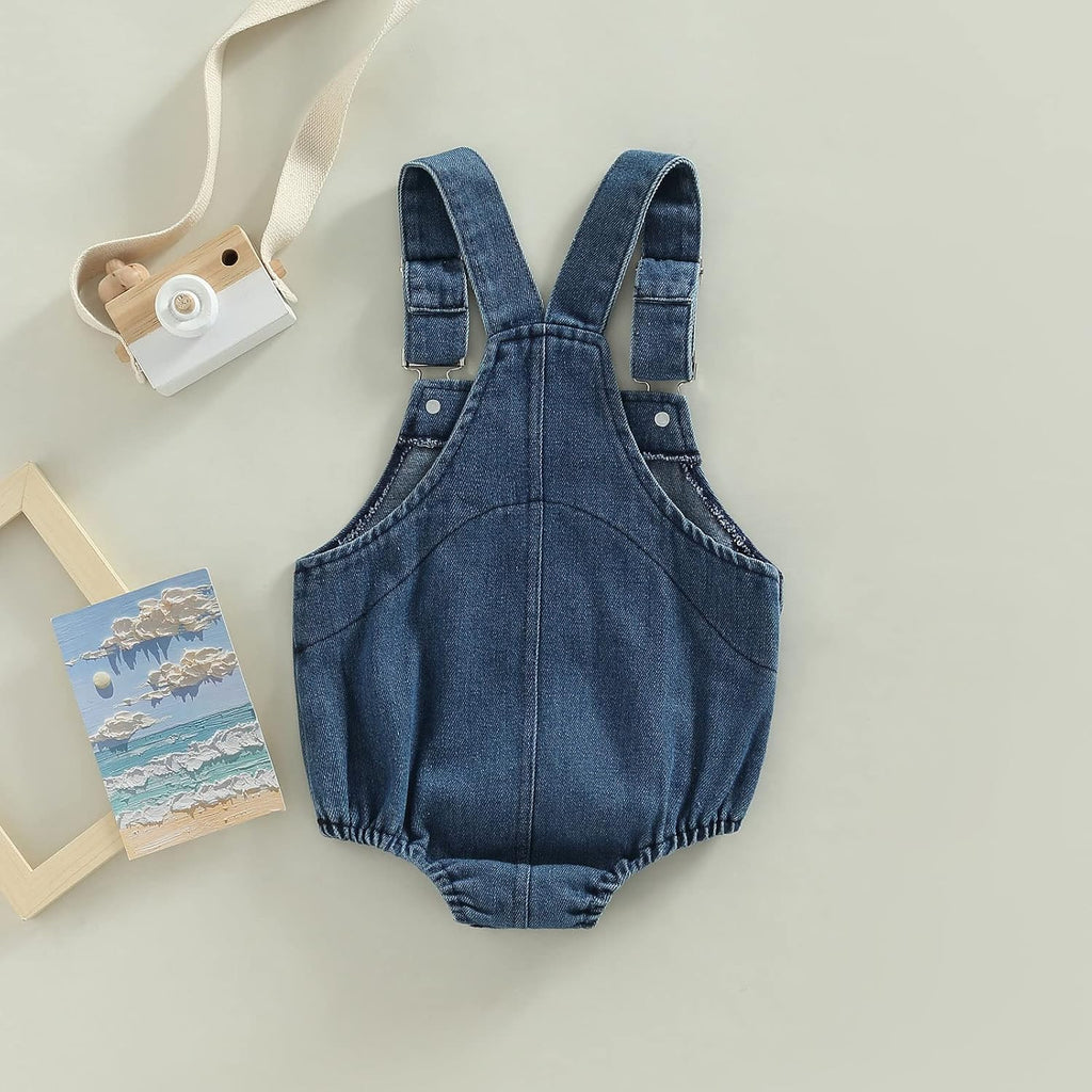 Infant Baby Boy Girl Denim Romper Sleeveless Jeans Overalls