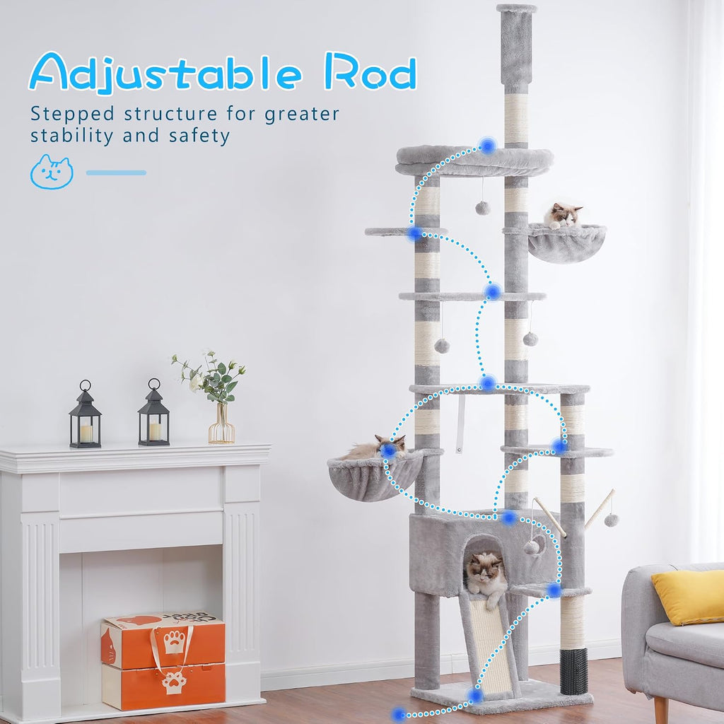 Cat Tree Tower, Adjustable Height, Floor to Ceiling