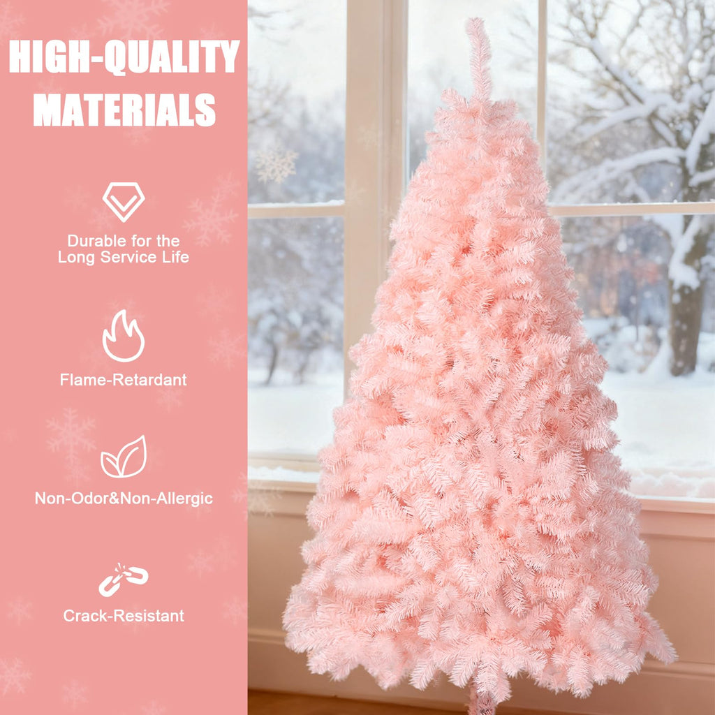 6 ft Pink Artificial Christmas Tree, Classic Spruce, 1000 Tips