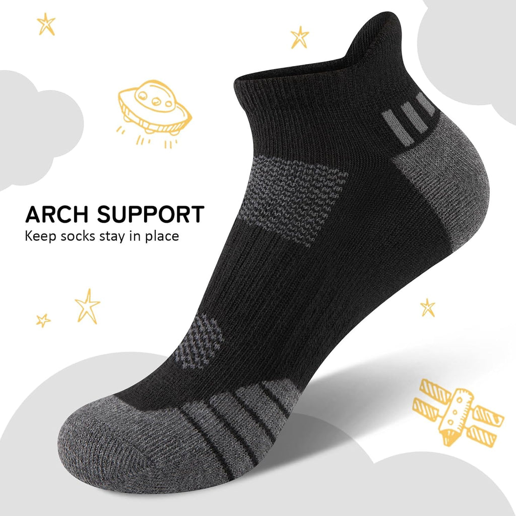 10 Pairs Boys Ankle Athletic Socks Breathable Cushioned Low Cut Sports Socks For Kids Old