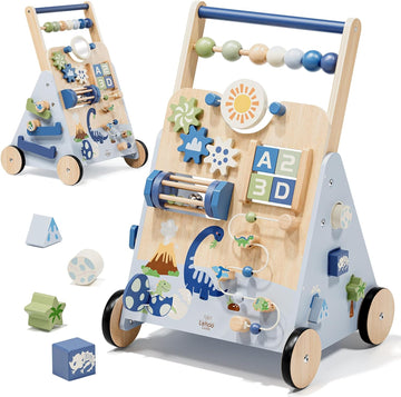 Dinosaur Wooden Baby Walker, Adjustable Speed Baby Push Walker