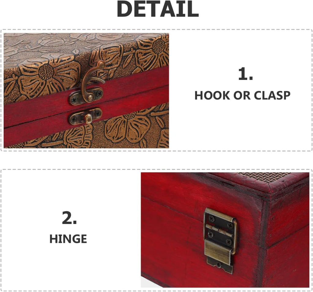 Memory Box Wooden Desktop Storage Boxes Wood Treasure Box for Books Jewelry Document Box without Lock (Lotus) Storage