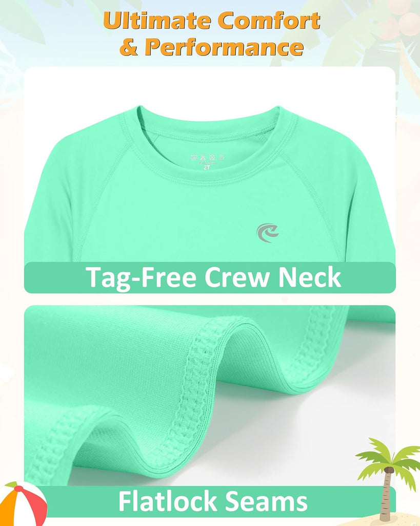 Boys UPF 50+ Swim Shirt Long Sleeve, 1 or 2 Pack Rash Guard Tops