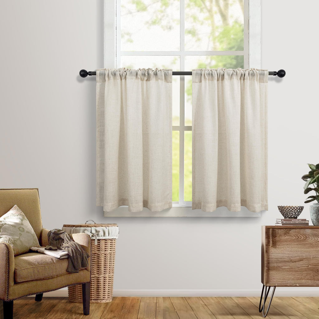 Farmhouse Kitchen Curtains for Small Window 36 Inch Length 2 Panels Back Tab Pocket Vintage Coquette Cafe Tier Semi
