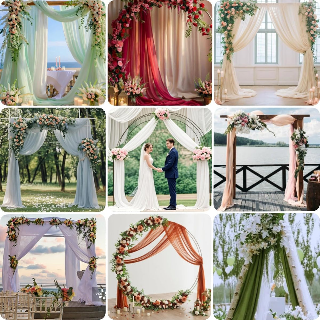 White Wedding Arch Draping Fabric Sheer Chiffon Fabric for Draping