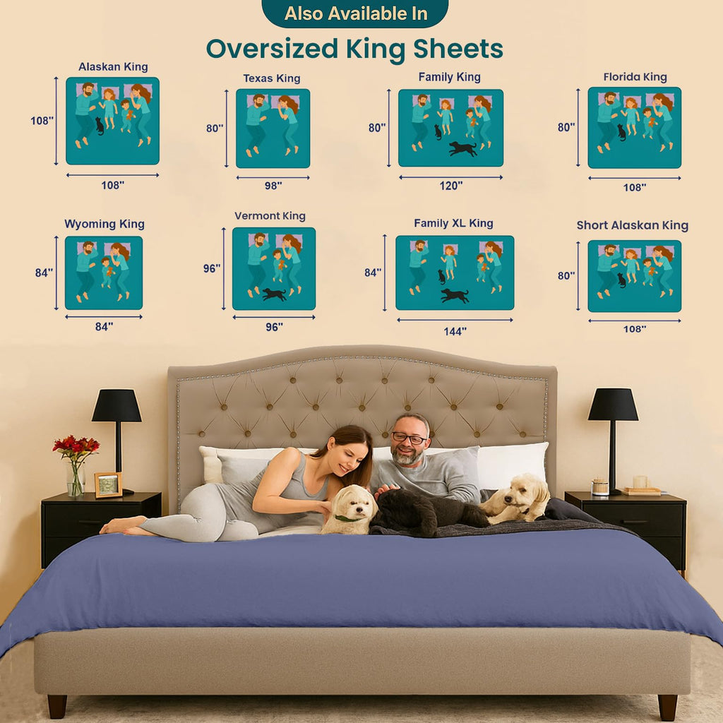 108′′W × 80′′L 1Pc Short Alaskan King Fitted Sheet Only 100% Egyptian Cotton - 600 TC Fits 15" Deep Pocket - Soft