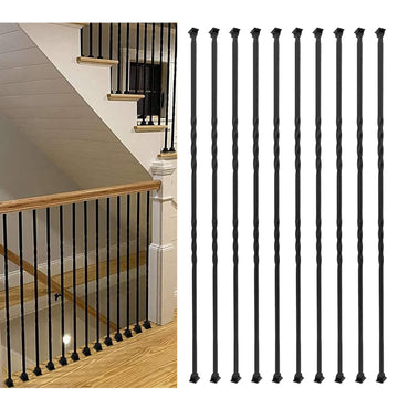 10-Pack 44" x 1/2" Wrought Iron Balusters for Stairs