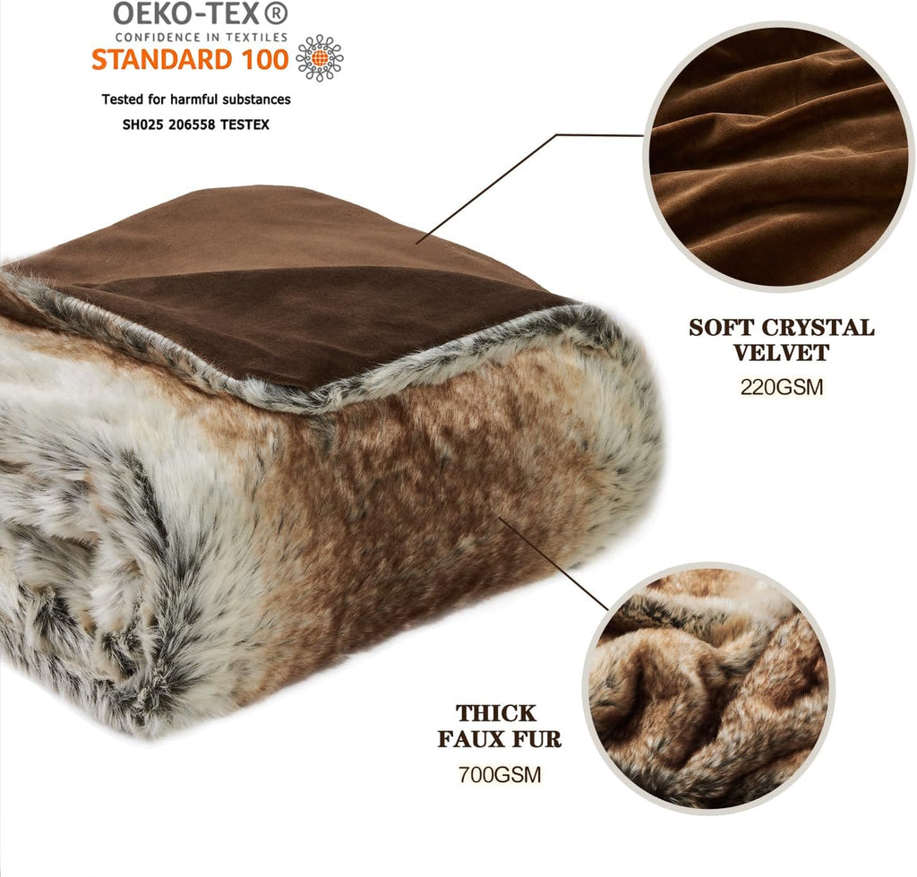 Plush Faux Fur Throw Blanket,Luxury Thick Fluffy Blankets for Couch, Bed, Sofa,Warm Fuzzy Cozy Decorative Blankets as