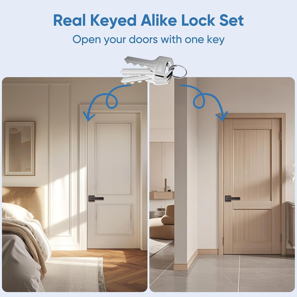 Exterior Door Handle, Front Door Locks with Key, Keyed Alike Door Lock Set and Rental, Exterior Door Knob for Entry