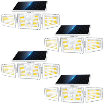 Solar Flood Lights, 210 LED Motion Sensor Outdoor Lights, Solar Motion Lights Outdoor Waterproof, 3 Heads 300° Wide