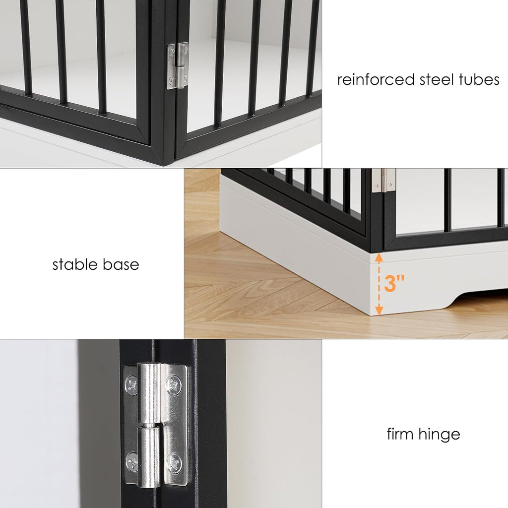 Dog Crate Furniture Kennel with Double Doors Wooden Pet House with 2 Drawers and Storage Cabinet, Indoor Dog Cage