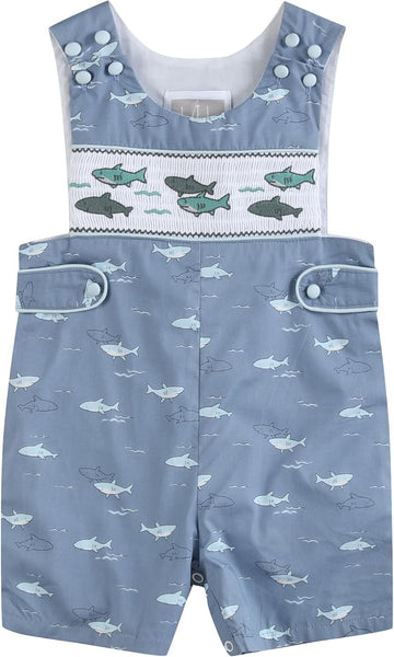 Baby Boys Smocked Shortalls Spring Summer Outfit Toddler Little Boys Cotton Wear