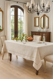 Toscana Contemporary Hemstitched Linen Blend 60 x 60 Inch Table Cloth for Dinner Table, Parties, Wed