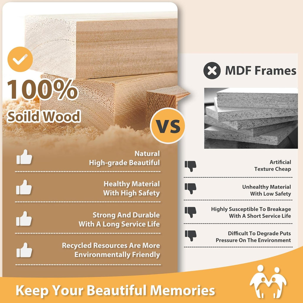 8x10 Picture Frames Set of 4, Made of Solid Wood Covered by Plexiglass 4x6 and 5x7 with Mat or 8x10 without Mat, for