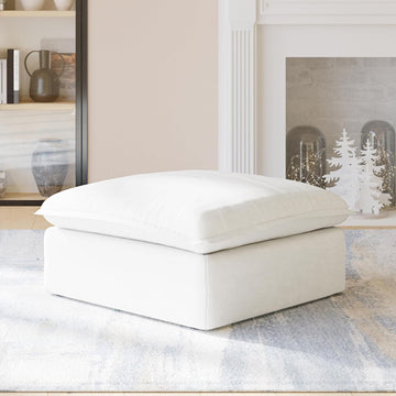 Ottoman Module for Living Room, Cushion Covers Removable, Minimalist Comfy Breathable Ottoman Footstool Paired with Sofa for Living Room Apartment, White A124-B0D129Z1H4