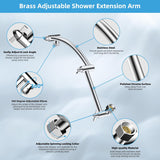 All Metal cUPC Certified Rain Shower Head, 10'' High Pressure Rainfall Showerhead with 16" Shower Head Extension Arm