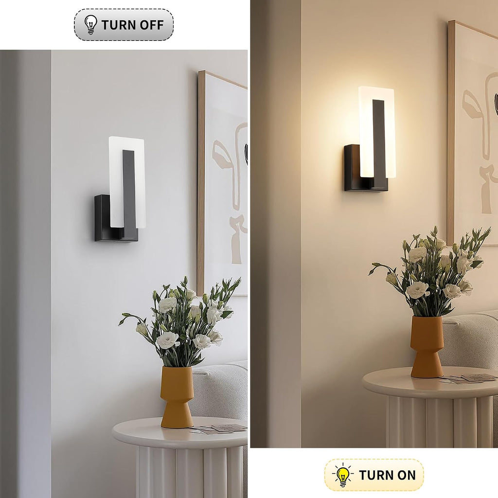 Modern LED Wall Sconces Up and Down Wall Mount Light Black 3000K Warm White Wall Lights Set of 2, Indoor Wall