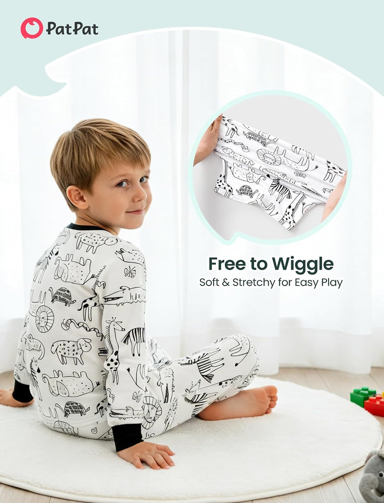 Bamboo Viscose Pajama Set for Toddlers with Improved Tensile Strength, Snug Fit Pjs Sleeper for Baby Boys Girls Kids