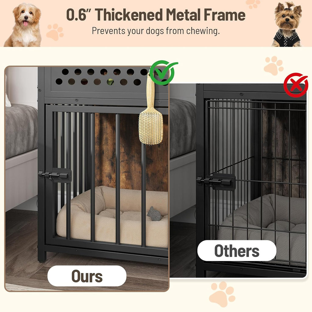 Dog Crate Furniture with Charging Station for Small Dogs