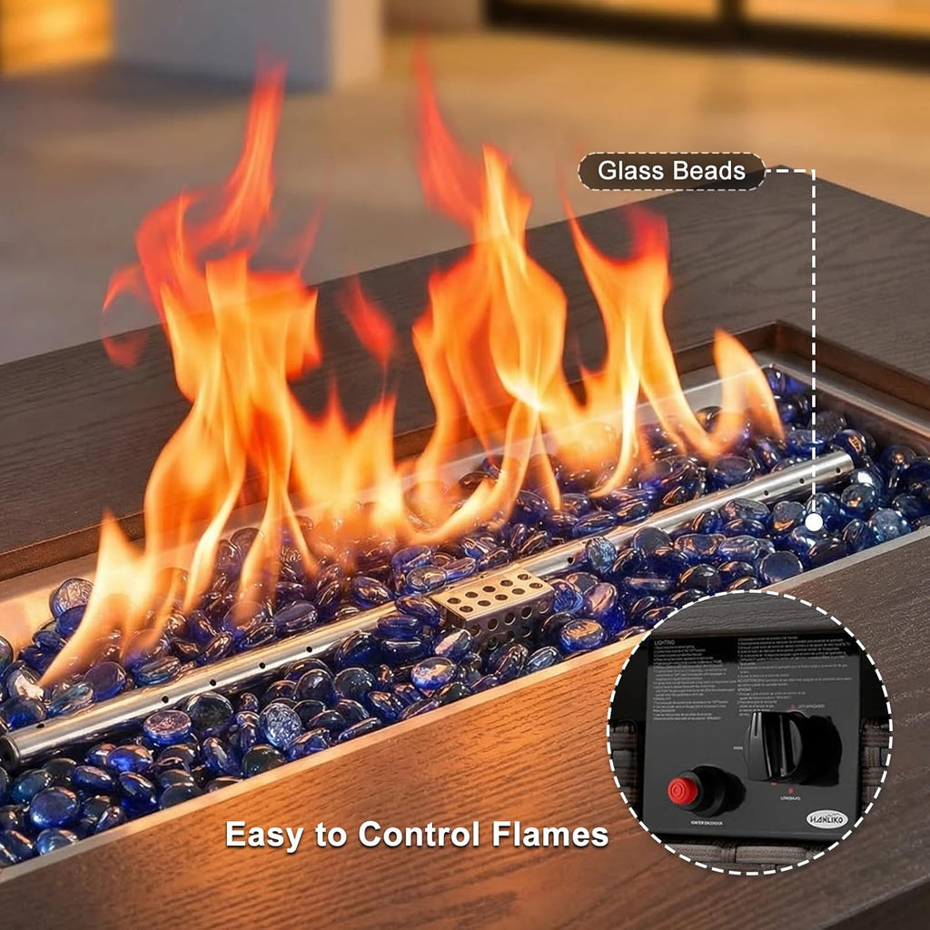 42" Propane Fire Pit Table, 50,000 BTU Outdoor Gas Fire Table with Lid