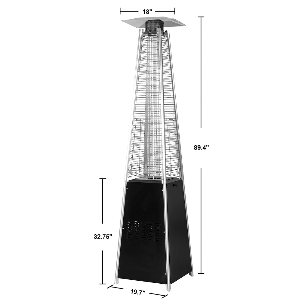 48, 000 BTU Outdoor Propane Patio Heater with Glass Tube, Black