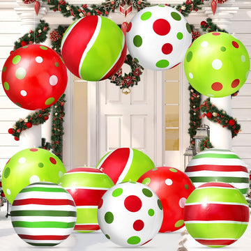 Large Christmas Decorations Outdoor, 12pcs Cute mas Colorful Oversized Christmas Inflatables Decor, Giant PVC Hanging