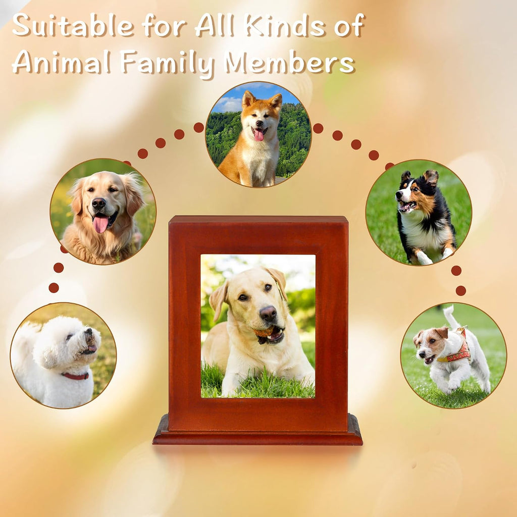 Pet Urn for Ashes with Photo Frame, Cremation Keepsake for Dogs