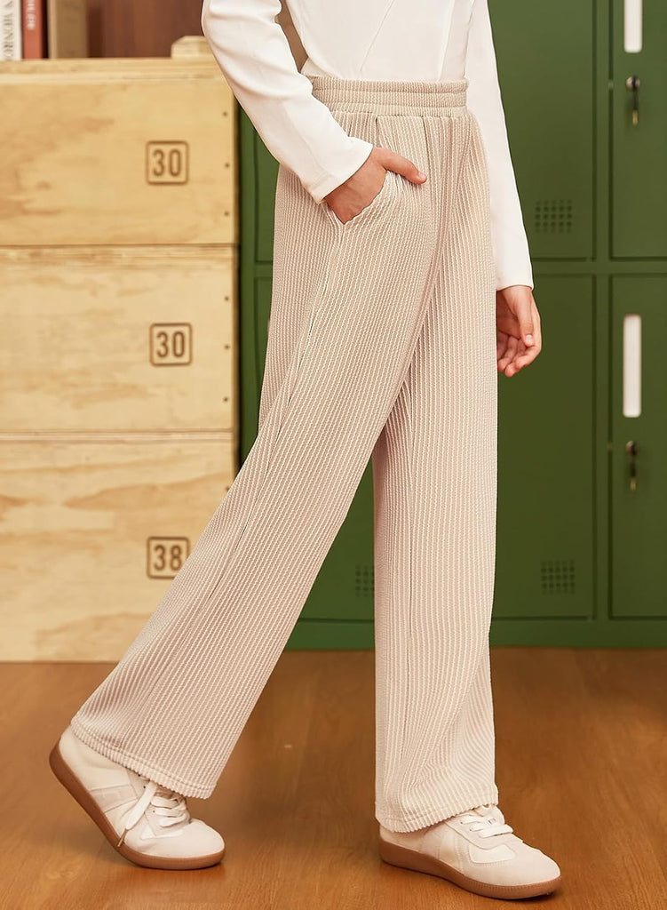 Girls Uniform Pants School Straight Leg Pockets