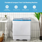 Washing Machine Semi-automatic, Twin Tub Washer with Spin Dryer, 26lbs Capacity, Built-in Drain Pump, Portable Laundry