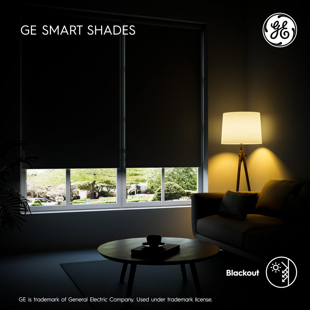 GE Smart Shade Motorized Roller Shade, Beige Blackout, Custom Sized