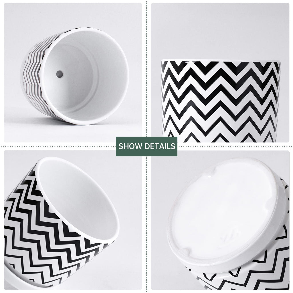 Plant Pots 5 Inch White Ceramic Flower Pots with Drainage Indoor Planters