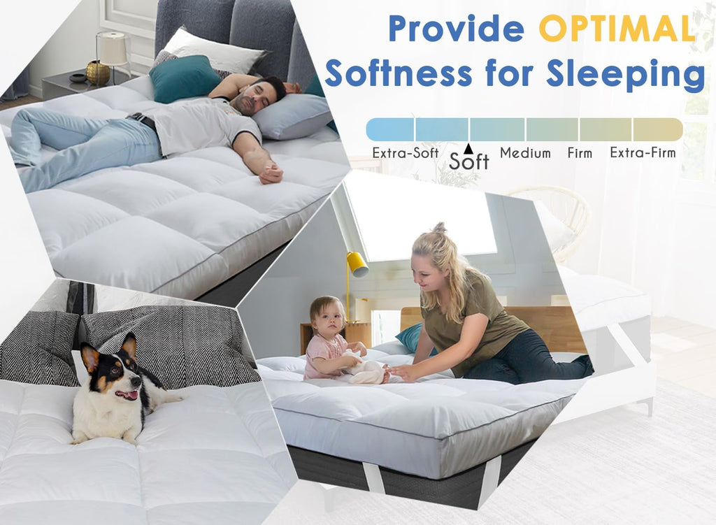 Mattress Topper Full Cooling Plush Pillow Top Mattress Pad Feather Bed Topper, Extra Thick Hotel Quality Down