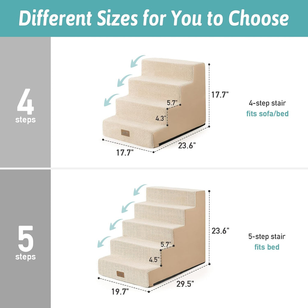 Dog Stairs for Small Dogs, 5 Step Pet Stairs for Beds & Couches