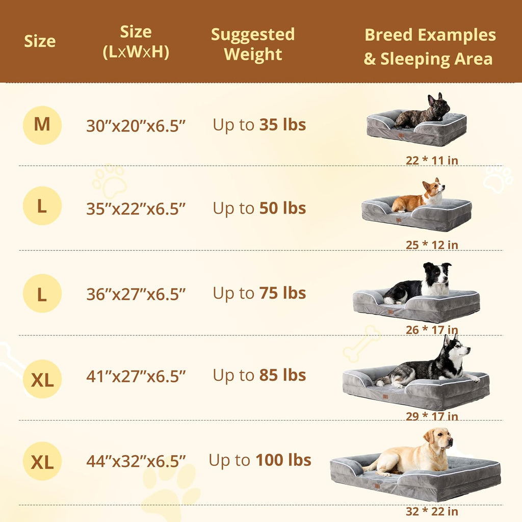 Orthopedic Large Dog Bed, Waterproof Washable L Pet Bed