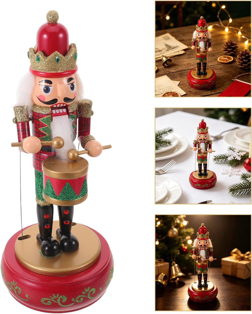 Xmas Wooden Nutcracker Music Box Figurine, Classic Christmas Decor