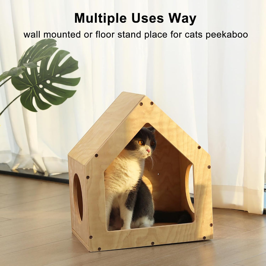 Cat House Wall Mounted, 15.5x11.8x18 Inches Birch Plywood Condo